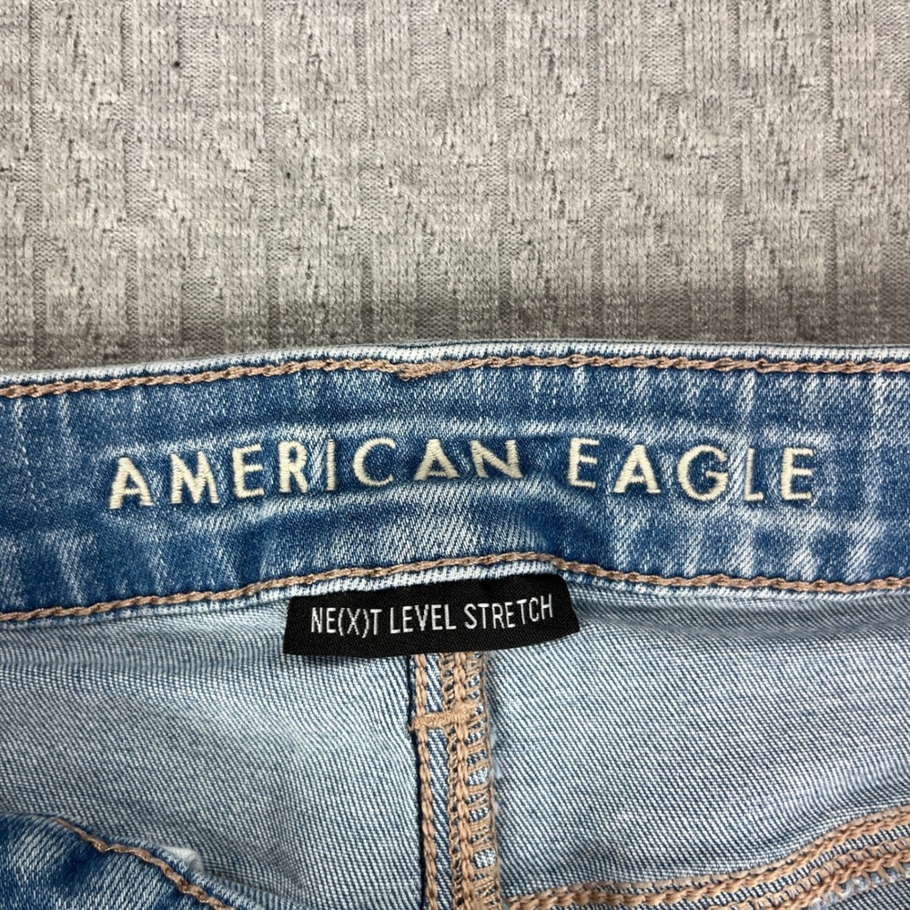 American Eagle Bootcut Flare Jeans Women 6/26x30 Blue Hi-Rise Distressed Raw Hem - Picture 2 of 13